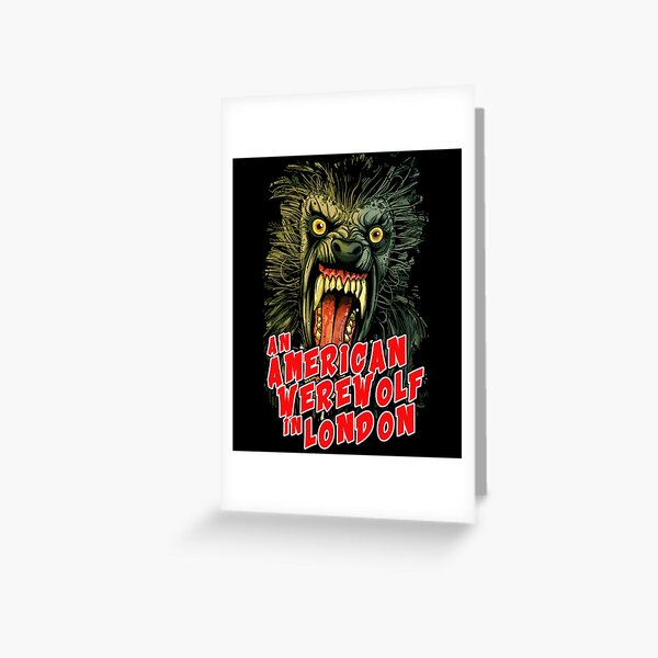 An American Werewolf in London Greeting Card & Horror Movie Classics Wrapping Paper Premium Birthday Card and Black Envelope Includes up to 8 Feet of Scary Gift Wrap plus a FREE Silver Ink Pen! 
