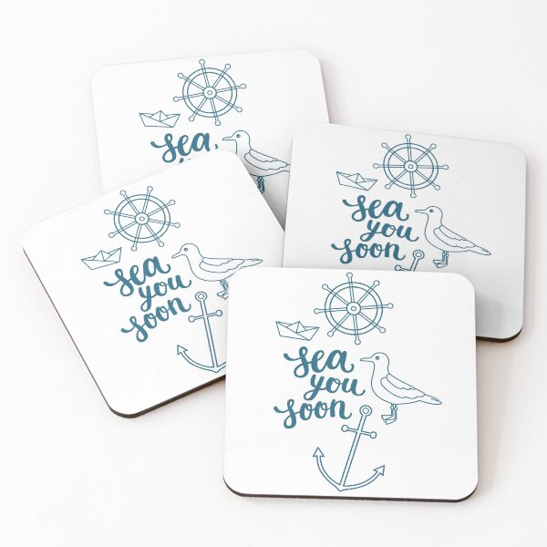 Item preview, Sea you soon hand lettering on white background designed and sold by Darina Gulbina.