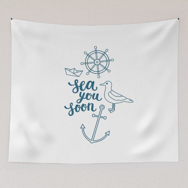 Item preview, Sea you soon hand lettering on white background designed and sold by Darina Gulbina.