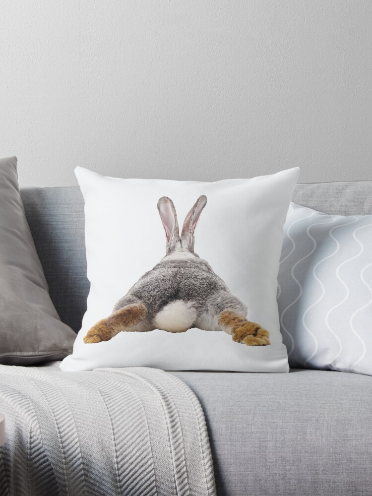 Thumbnail 1 of 4, Pillow, Cute Bunny Rabbit Tail Butt Image Picture designed and sold by ColorFlowArt.