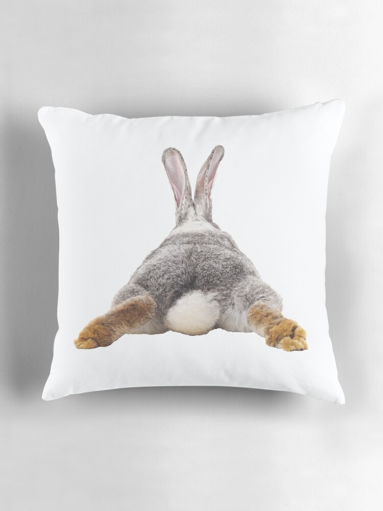 Thumbnail 3 of 4, Pillow, Cute Bunny Rabbit Tail Butt Image Picture designed and sold by ColorFlowArt.