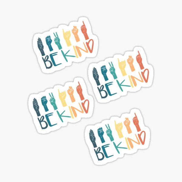 Item preview, Be Kind Hand Sign Language Teachers Retro Interpreter ASL Sticker Pack designed and sold by kindxinn.