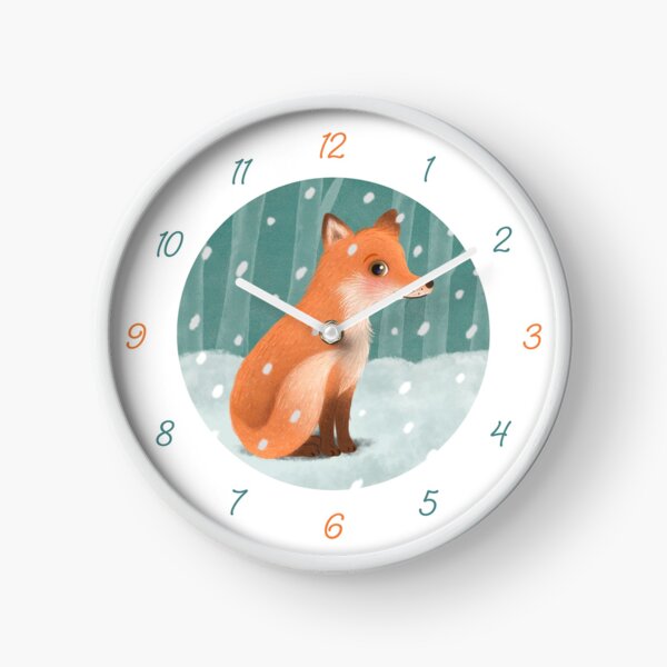 Adorable Fox in the Snow Clock