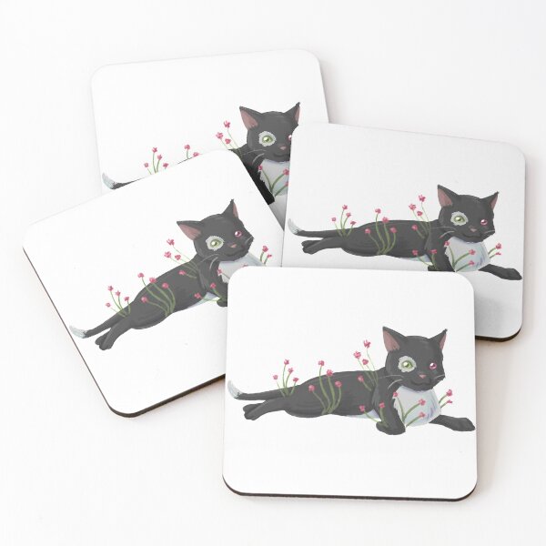 Item preview, Black white cat with flowers designed and sold by LaraBlueMoon.
