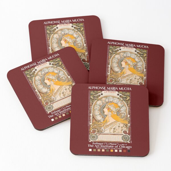 Item preview, Zodiaque or La Plume by Alphonse Maria Mucha - Retro Zodiac Astrology Signs Art Print designed and sold by AesthetesLegacy.