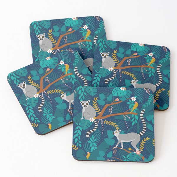 Item preview, Lemurs in a Blue Jungle designed and sold by latheandquill.