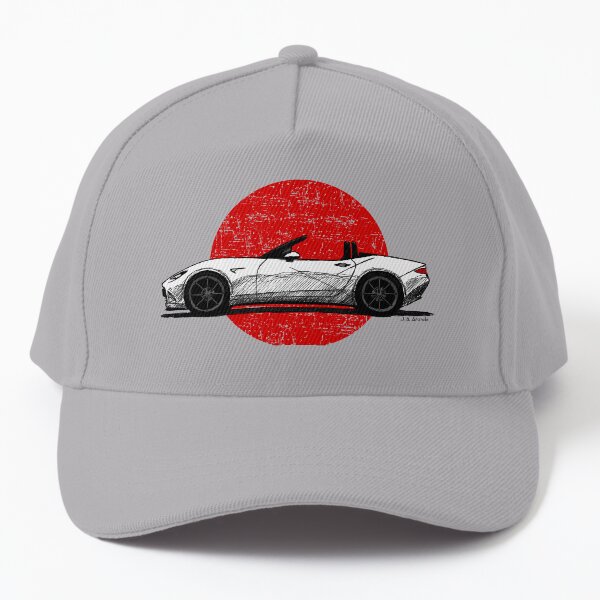 Vista previa del artículo con la obra «Dibujo de coche deportivo japonés roadster con fondo bandera», diseñado y vendido por designjaag.