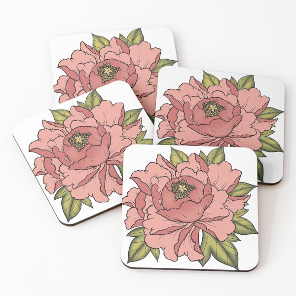 Item preview, Japanese pink peony flower sticker designed and sold by Elixerdesign.