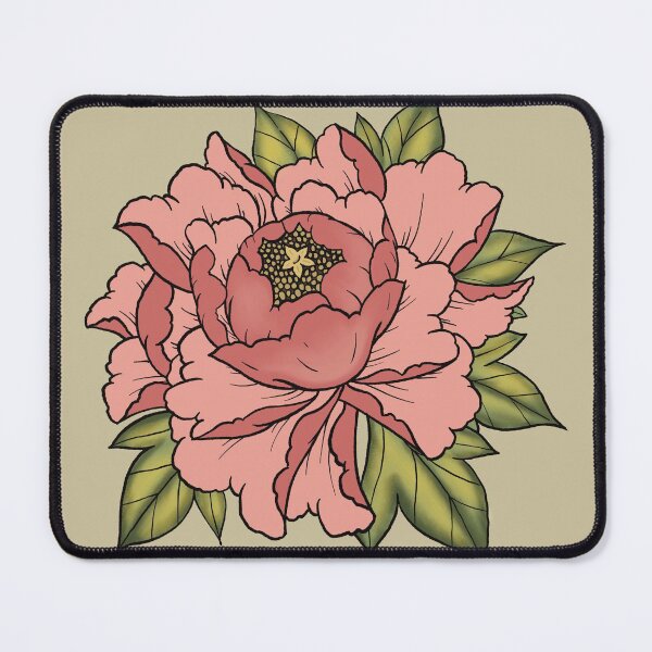 Item preview, Japanese pink peony flower sticker designed and sold by Elixerdesign.
