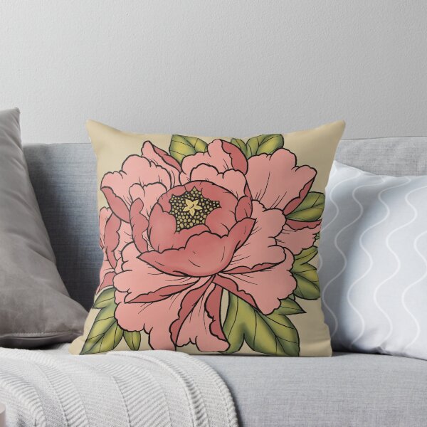 Item preview, Japanese pink peony flower sticker designed and sold by Elixerdesign.