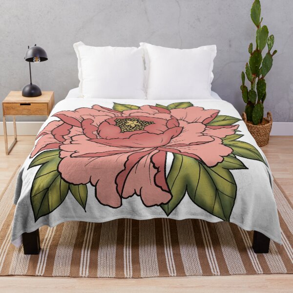 Item preview, Japanese pink peony flower sticker designed and sold by Elixerdesign.