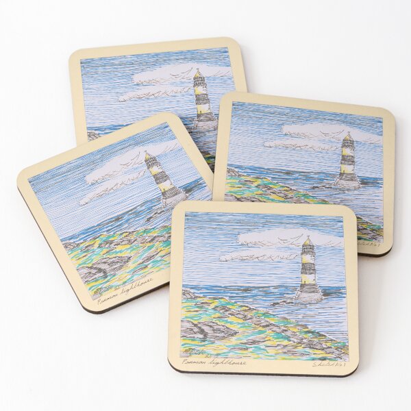 Item preview, Penmon Lighthouse Ink Sketch designed and sold by MickArt1.