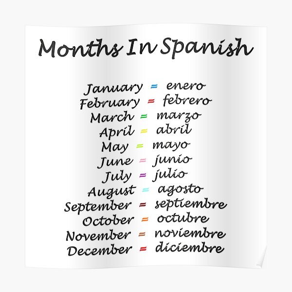 months-in-spanish-poster-by-superchele-redbubble