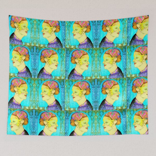 Item preview, Marge in the net curtain arch wearing a yellow mask designed and sold by Nickdavisinghe.