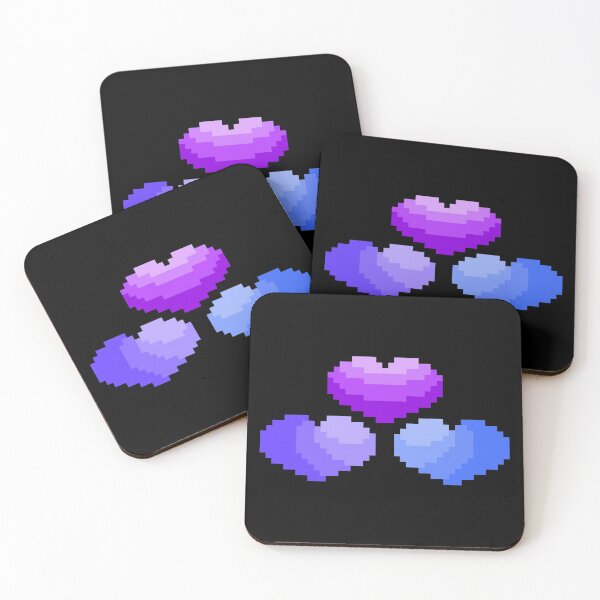 Item preview, 80s Vibe Blue and Purple Pixel Hearts designed and sold by rin3d .