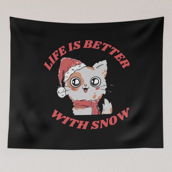 Item preview, Life Is Better With Snow , funny cute cat , gift for Christmas, gift for winter and snow lovers designed and sold by Special-Art1.