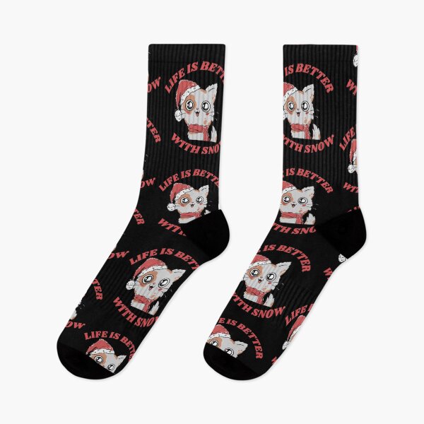 Item preview, Life Is Better With Snow , funny cute cat , gift for Christmas, gift for winter and snow lovers designed and sold by Special-Art1.