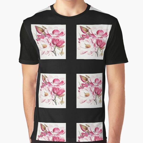 Vinatge Floral pattern in Pink & White color Graphic T-Shirt