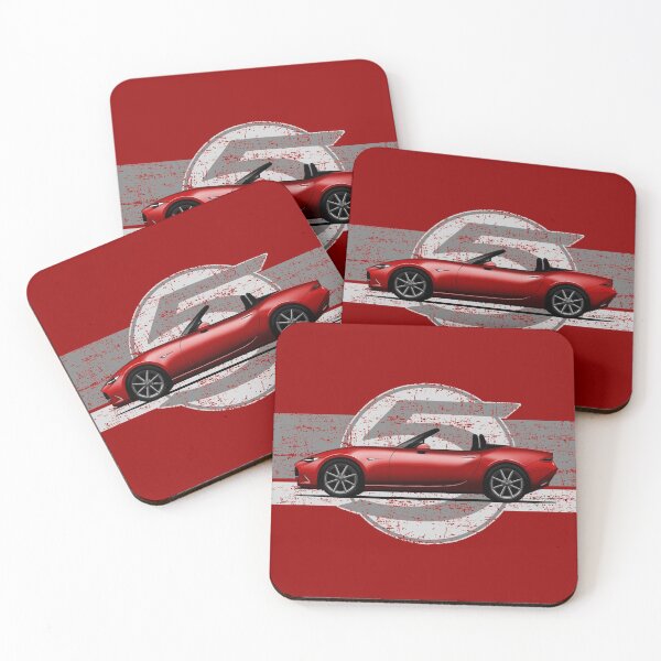 Item preview, My drawing of the iconic red ND Japanese roadster sports car with background 5 designed and sold by designjaag.