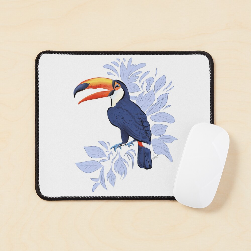 Toucan in the tropical Jungle _ dusty pink & navy blue palette Mouse Pad