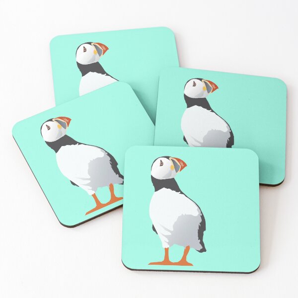 Item preview, Curious Puffin - on aqua designed and sold by AnthonyZed.