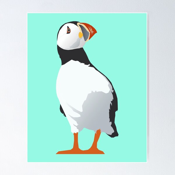 Item preview, Curious Puffin - on aqua designed and sold by AnthonyZed.