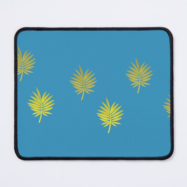 Item preview, tropical leaf in gold with blue background designed and sold by starv10.