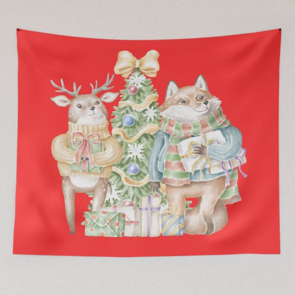 Item preview, Deer and Fox in Christmas Mood designed and sold by captainpeakart.