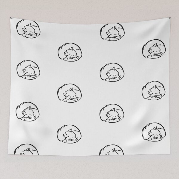 Item preview, Curled Up Fox Sleeping Happy Dream Thankful Black Line Art designed and sold by douxrien.