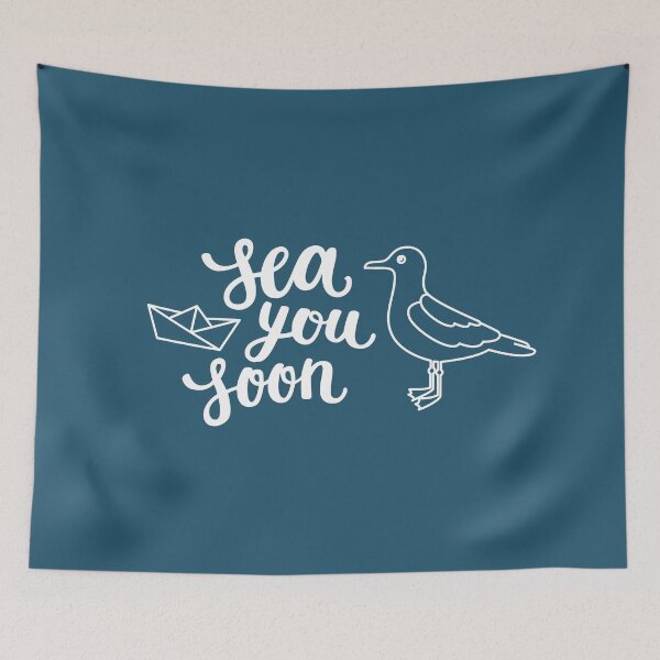 Item preview, Sea you soon hand lettering on white background designed and sold by Darina Gulbina.