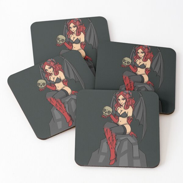 Artikelvorschau, Dämonischer Dämon, der einen Schädel hält und ein glückliches Halloween wünscht - Meru The Succubus entworfen und verkauft von Otakutako.