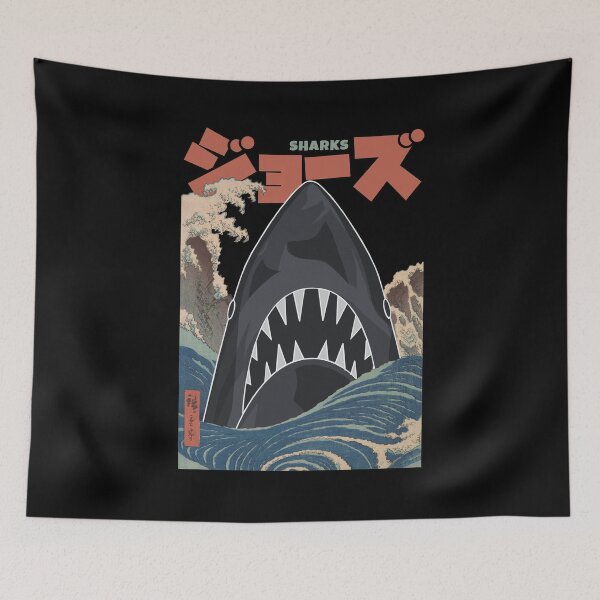 Item preview, Vintage Shark with Whirlpools of Awa designed and sold by KewaleeTee.