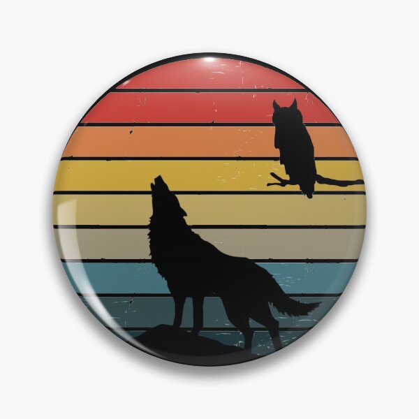 Item preview, vintage retro wolf and owl and moon designed and sold by ONMON.