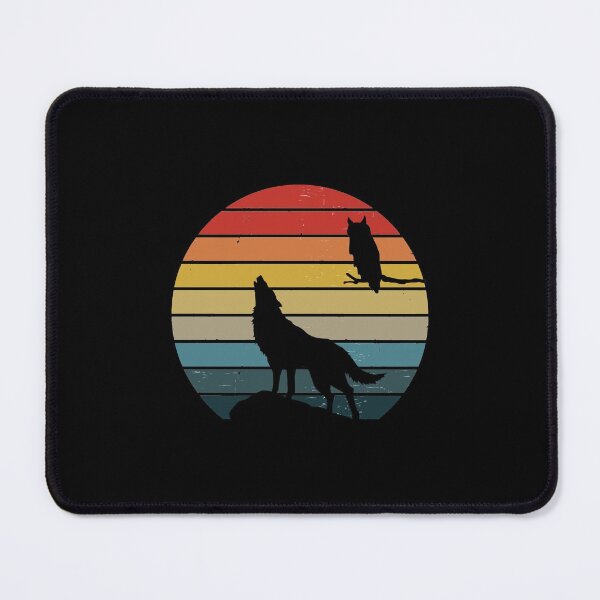 Item preview, vintage retro wolf and owl and moon designed and sold by Shorim.