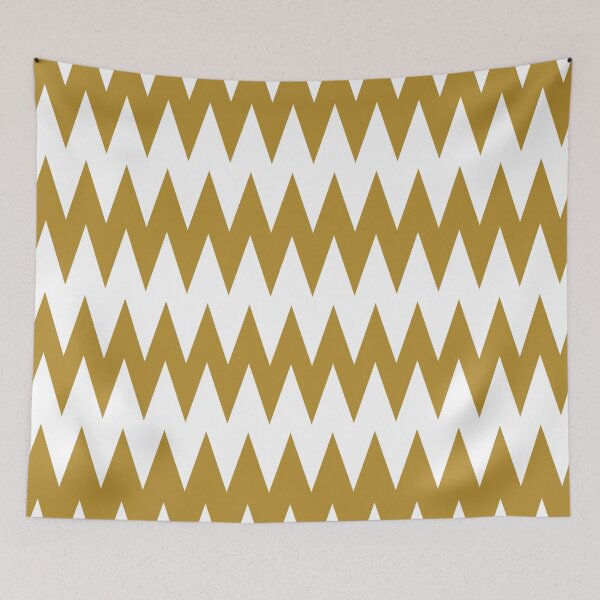 Item preview, Golden Brown and White Zig Zag Line Stripe Pattern Pairs Dulux 2022 Popular Colour Healing Spice designed and sold by ColorOfTheYears.
