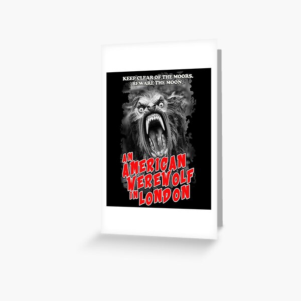 An American Werewolf in London Greeting Card & Horror Movie Classics Wrapping Paper Includes up to 8 Feet of Scary Gift Wrap plus a FREE Silver Ink Pen! Premium Birthday Card and Black Envelope 