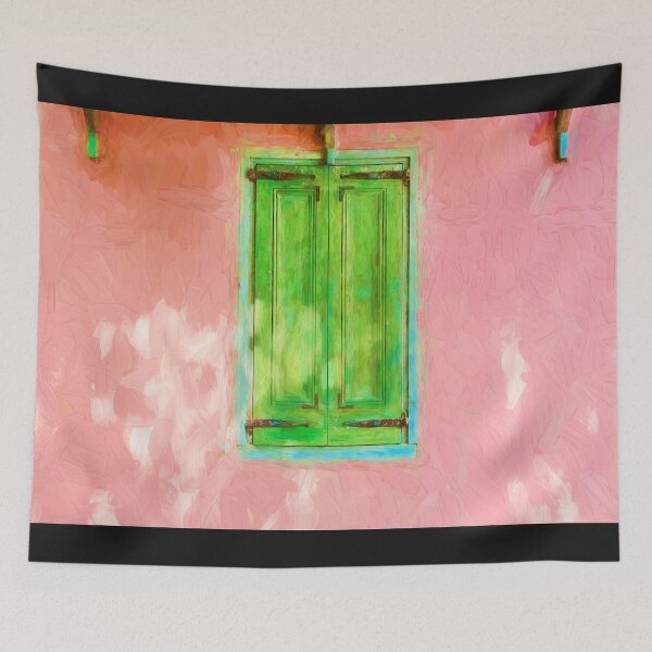 Item preview, Green Shutters Pink Stucco Wall  designed and sold by RichFrancoCars.