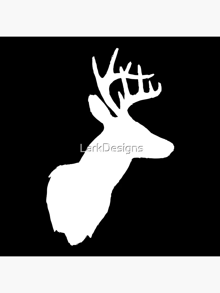 stag-deer-head-with-antlers-black-and-white-art-print-for-sale-by-larkdesigns-redbubble