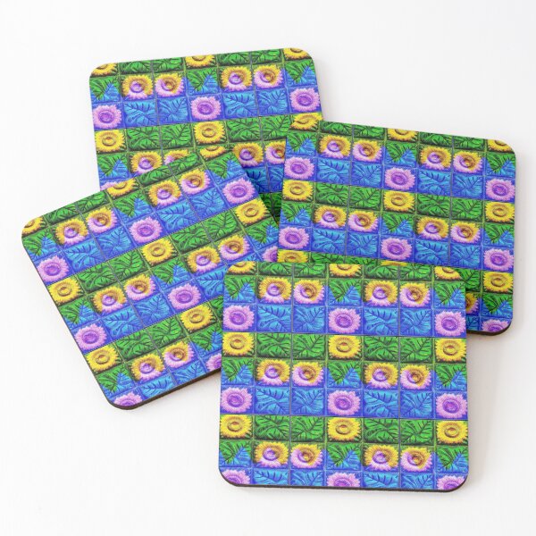 Item preview, Positive waves abstract floral patterns on ceramic tiles. designed and sold by Ralek.