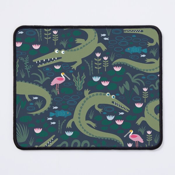 American Alligators and Roseate Spoonbills - cute animal pattern by Cecca Designs Mouse Pad