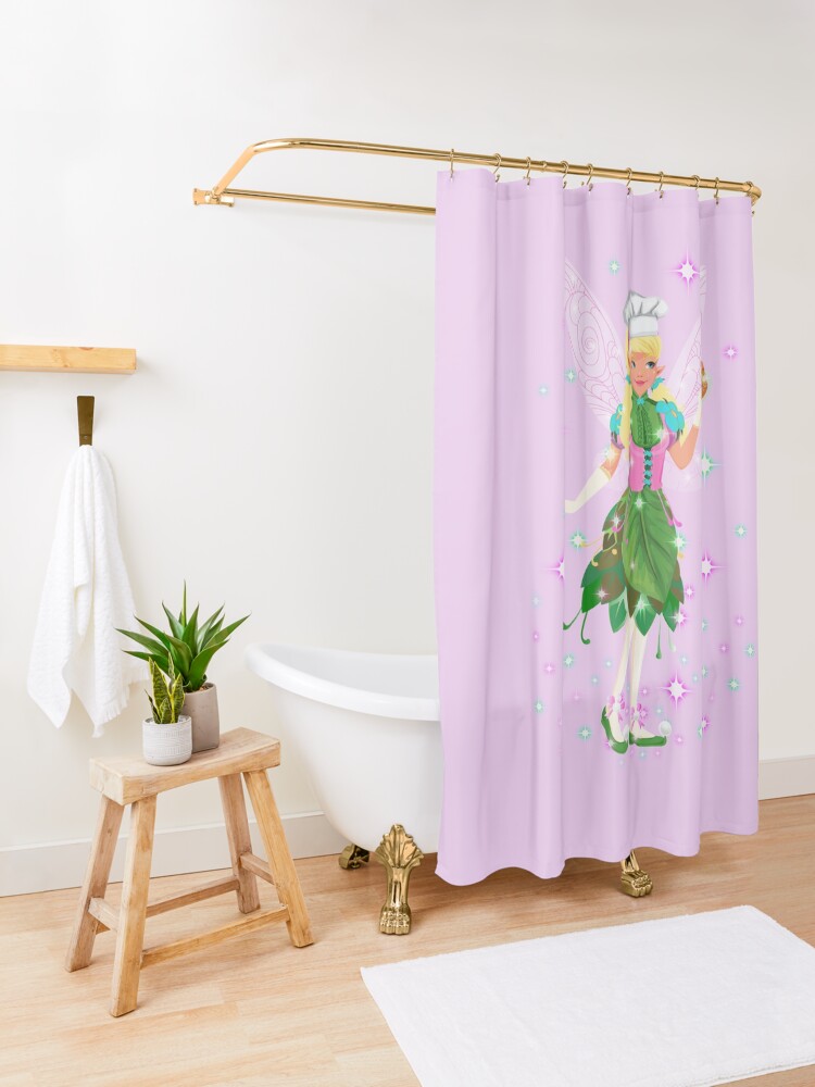 Thumbnail 3 of 5, Shower Curtain, Bonita The Bakery Fairy™ designed and sold by TeelieTurner.