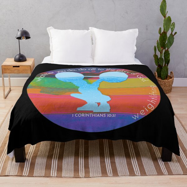 Item preview, Weightlifting Bible Verse Silhouette Retro Vintage Watercolour Backdrop designed and sold by TheKingdomAttic.