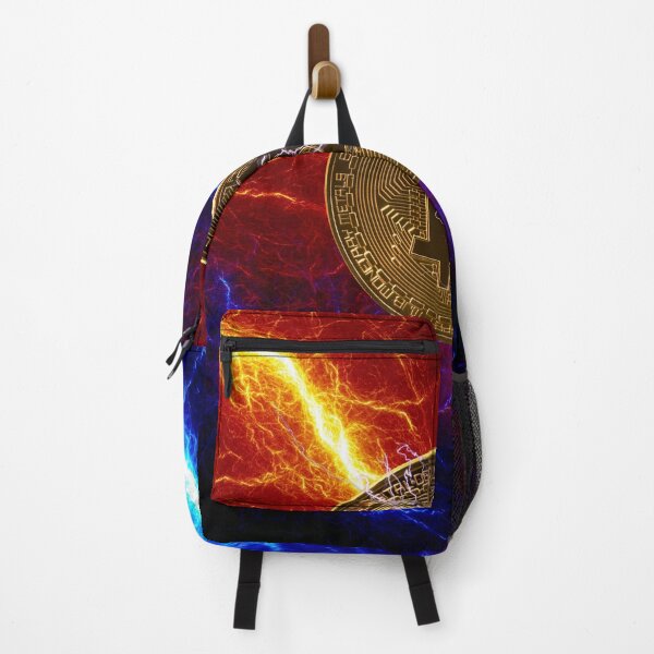 Item preview, Bitcoin crypto blue and red electricity design designed and sold by Digital360World.