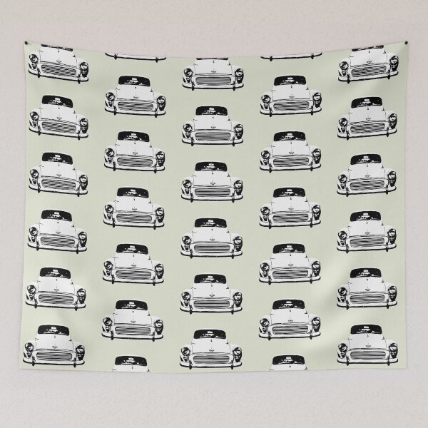 Item preview, Morris Minor 1960s British classic car monoblock black and white designed and sold by soitwouldseem.