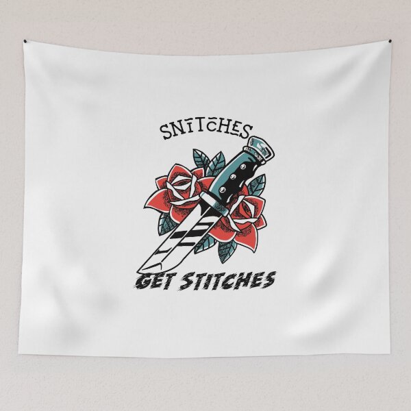 Item preview, Snitches Get Stitches Funny Quote Sticker designed and sold by henes88.
