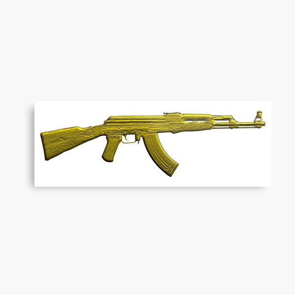 Gold Kalashnikov Rifle Metal Prints Redbubble