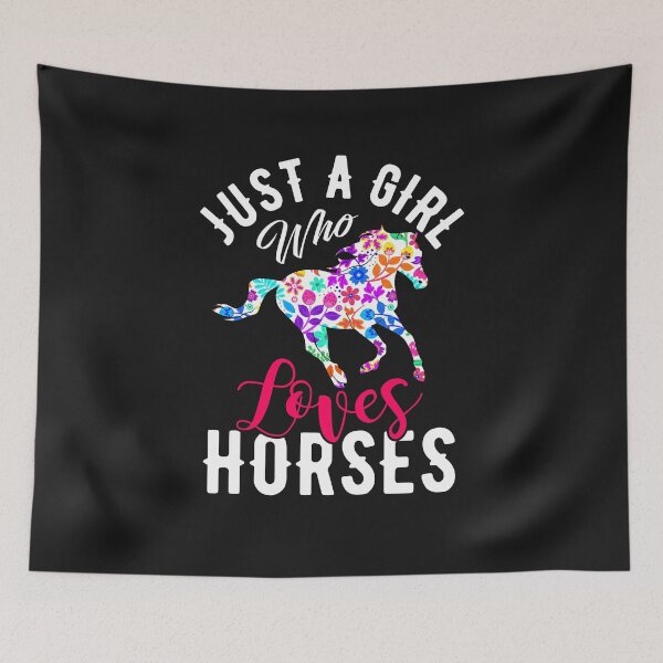 Item preview, Colourful Flowers Just A Girl Who Loves Horses for Black design designed and sold by FastTrackPhotog.