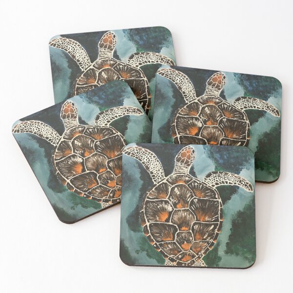 Sea Turtle Painting Coasters (Set of 4)