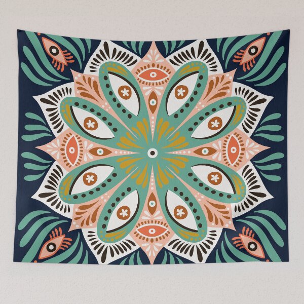 Item preview, Floral Eye Mandala – Blue & Blush designed and sold by Cat Coquillette.
