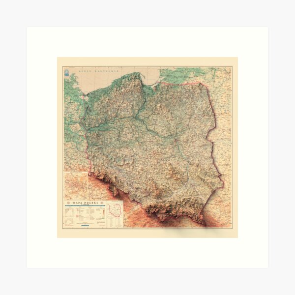 Item preview, 1947 Poland Relief Map 3D digitally-rendered designed and sold by ThinkAboutMaps.